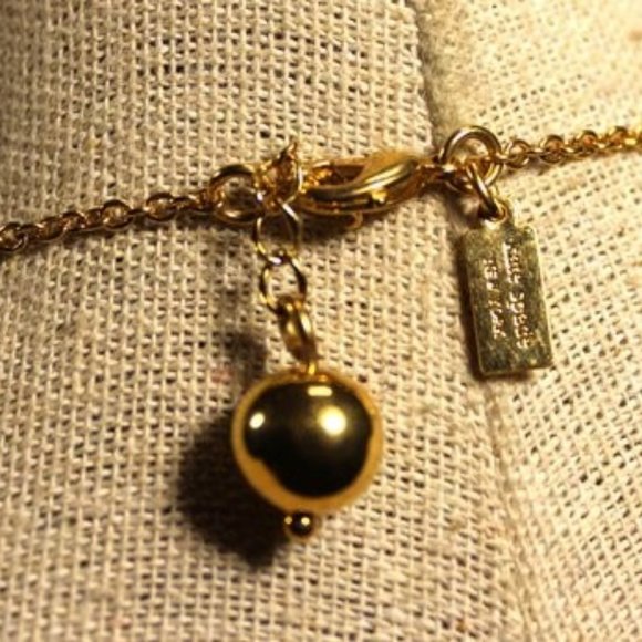 Kate Spade Citrine Colored Plastic Beaded Gold Tone Necklace w/Dust-bag EUC - Picture 2 of 7